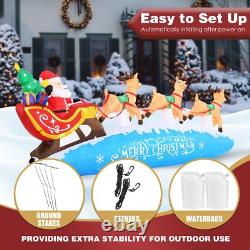 10 FT Santa Sleigh with Reindeer Christmas Inflatables Outdoor Decorations, C