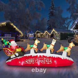 10 FT Santa Sleigh with Reindeer Christmas Inflatables Outdoor Decorations, Chri