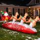 10 Ft Santa Sleigh With Reindeer Christmas Inflatables Outdoor Decorations, Chri