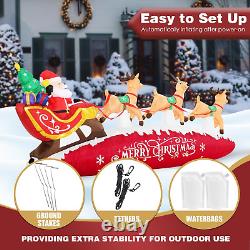 10 FT Santa Sleigh with Reindeer Christmas Inflatables Outdoor Decorations, Chri