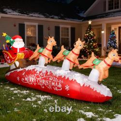 10 FT Santa Sleigh with Reindeer Christmas Inflatables Outdoor Decorations, Chri