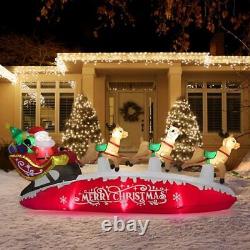 10 FT Santa Sleigh with Reindeer Christmas Inflatables Outdoor Decorations, Red