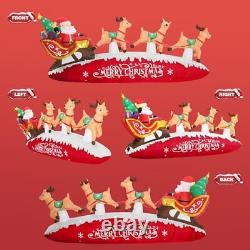 10 FT Santa Sleigh with Reindeer Christmas Inflatables Outdoor Decorations, Red