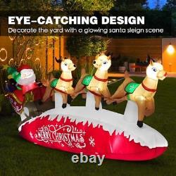 10 FT Santa Sleigh with Reindeer Christmas Inflatables Outdoor Decorations, Red