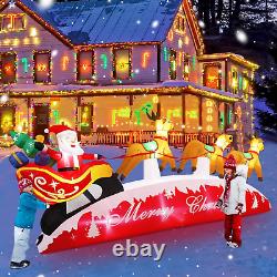 10 FT Santa Sleigh with Reindeer Inflatable Christmas Yard Decoration