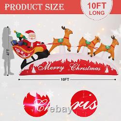 10 FT Santa Sleigh with Reindeer Inflatable Christmas Yard Decoration