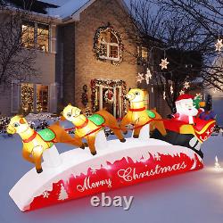 10 FT Santa Sleigh with Reindeer Inflatable Christmas Yard Decoration