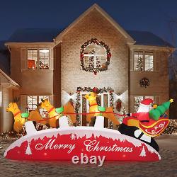 10 FT Santa Sleigh with Reindeer Inflatable Christmas Yard Decoration