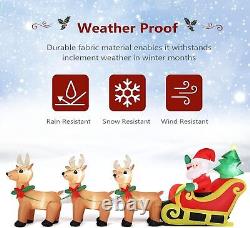 10ft Inflatable Santa Claus Sleigh with Reindeer, Outdoor Christmas Decoratio