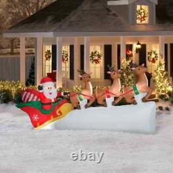 11 FT Santa Flying Reindeer Sleigh Christmas Holiday Inflatable Yard Decoration