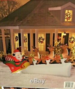 11 Ft Flying Santa Sleigh with Reindeer Gemmy Christmas Inflatable