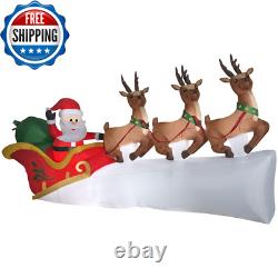 11 Ft Santa Sleigh with Reindeer Christmas Decoration Xmas Decor Party Outdoor