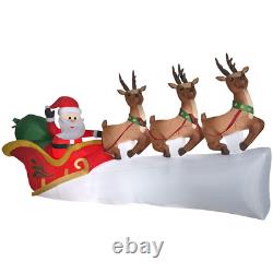 11 Ft Santa Sleigh with Reindeer Christmas Decoration Xmas Decor Party Outdoor