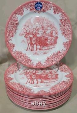 (11) Royal Stafford Red Sleigh Reindeer Santa Claus Dinner Plates Christmas NEW (11) Royal Stafford Red Sleigh Reindeer Santa Claus Dinner Plates Christmas NEW
