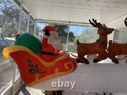 11' Santa Sleigh Flying Reindeer Christmas Airblown Inflatable Yard Decor Gemmy