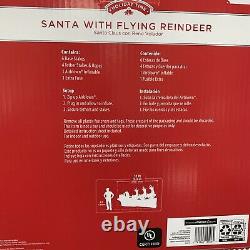 11' Santa Sleigh Flying Reindeer Christmas Airblown Inflatable Yard Decor Gemmy
