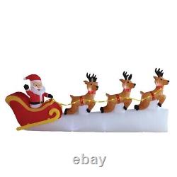 11' Wide Santa Sleigh with 3 Reindeer Motion Light Christmas Inflatable Lawn Decor