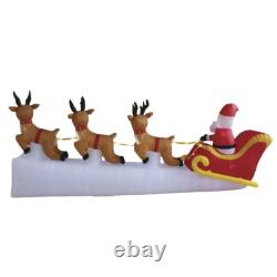 11' Wide Santa Sleigh with 3 Reindeer Motion Light Christmas Inflatable Lawn Decor