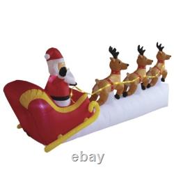 11' Wide Santa Sleigh with 3 Reindeer Motion Light Christmas Inflatable Lawn Decor