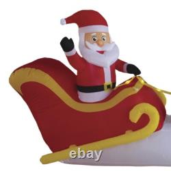 11' Wide Santa Sleigh with 3 Reindeer Motion Light Christmas Inflatable Lawn Decor