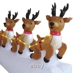 11' Wide Santa Sleigh with 3 Reindeer Motion Light Christmas Inflatable Lawn Decor