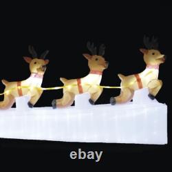 11' Wide Santa Sleigh with 3 Reindeer Motion Light Christmas Inflatable Lawn Decor