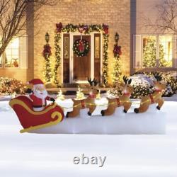 11' Wide Santa Sleigh with 3 Reindeer Motion Light Christmas Inflatable Lawn Decor