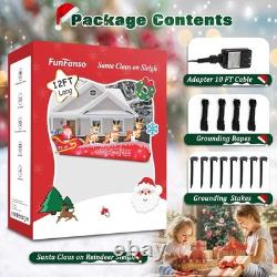 12FT Christmas Inflatable Santa Claus on Sleigh with 3 Reindeers