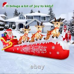 12FT Christmas Inflatable Santa Claus on Sleigh with 3 Reindeers Outdoor Decorat