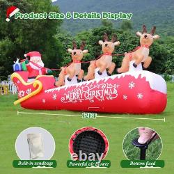 12FT Christmas Inflatable Santa Claus on Sleigh with 3 Reindeers Outdoor Decorat