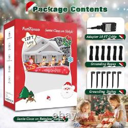 12FT Christmas Inflatable Santa Claus on Sleigh with 3 Reindeers Outdoor Decorat