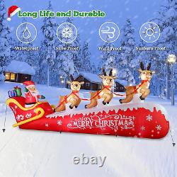 12FT Christmas Inflatable Santa on Sleigh with 3 Reindeers Outdoor Decorations