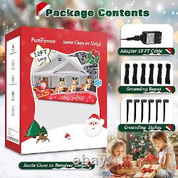 12FT Christmas Inflatable Santa on Sleigh with 3 Reindeers Outdoor Decorations