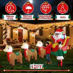 12FT Christmas Inflatables Black Santa Sleigh 2025 NEW LED Outdoor Decoration