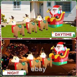 12FT Christmas Inflatables Black Santa Sleigh 2025 NEW LED Outdoor Decoration