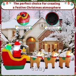 12FT Christmas Inflatables Black Santa Sleigh 2025 NEW LED Outdoor Decoration