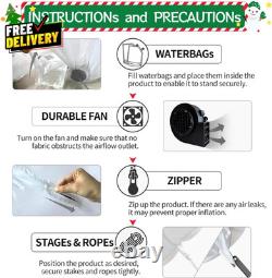 12FT Christmas Inflatables Black Santa Sleigh Black Santa Claus on Sleigh