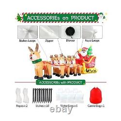 12FT Christmas Inflatables Black Santa Sleigh, Black Santa Claus on Sleigh wi