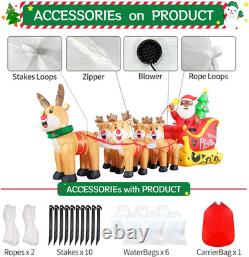 12FT Christmas Inflatables Black Santa Sleigh, Black Santa Claus on Sleigh with