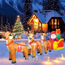 12FT Christmas Inflatables Santa Claus on Sleigh with 3 Reindeer 2025 NEW LED