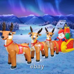 12FT Christmas Inflatables Santa Claus on Sleigh with 3 Reindeer 2025 NEW LED