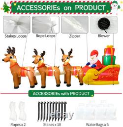 12FT Christmas Inflatables Santa Claus on Sleigh with 3 Reindeer 2025 NEW LED