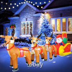 12FT Christmas Inflatables Santa Claus on Sleigh with 3 Reindeer 2025 NEW LED