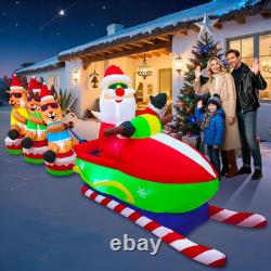 12FT Christmas Inflatables Santa Sleigh Funny 2025 NEW LED Outdoor Decoration