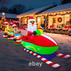 12FT Christmas Inflatables Santa Sleigh Funny 2025 NEW LED Outdoor Decoration