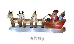 12FT Christmas Inflatables Santa and Reindeer, Blow up Santa Sleigh and Reindeer
