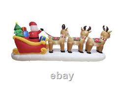 12FT Christmas Inflatables Santa and Reindeer, Blow up Santa Sleigh and Reindeer