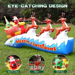 12FT Christmas Inflatables Santa on Sleigh 2025 NEW LED Outdoor Decoration