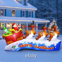 12FT Christmas Inflatables Santa on Sleigh 2025 NEW LED Outdoor Decoration