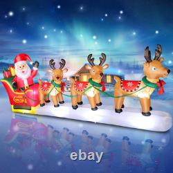 12FT Christmas Inflatables Santa with Reindeers 2025 NEW LED Outdoor Decoration